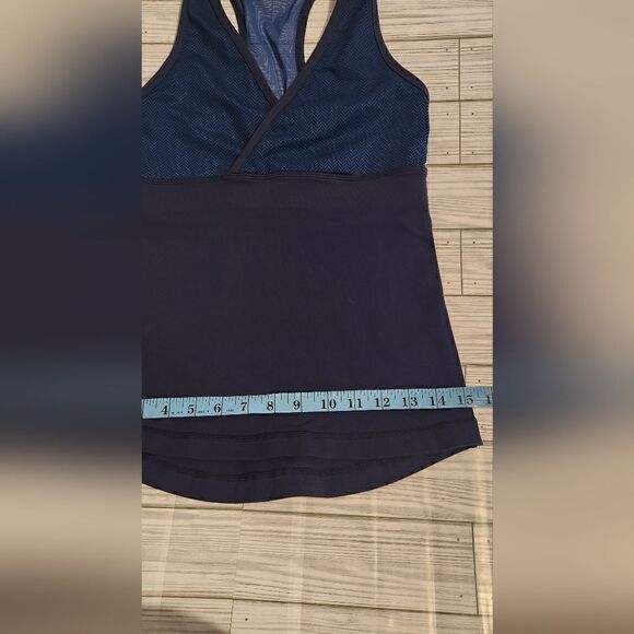Lululemon Athletica Surplice Mesh Tank Top in Blue Size 6 - Picture 7 of 9